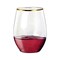 Smarty Had A Party 12 oz. Clear with Gold Elegant Stemless Plastic Wine Glasses (64 Glasses), 64PK 3712-CL-G-CASE - alternate 6